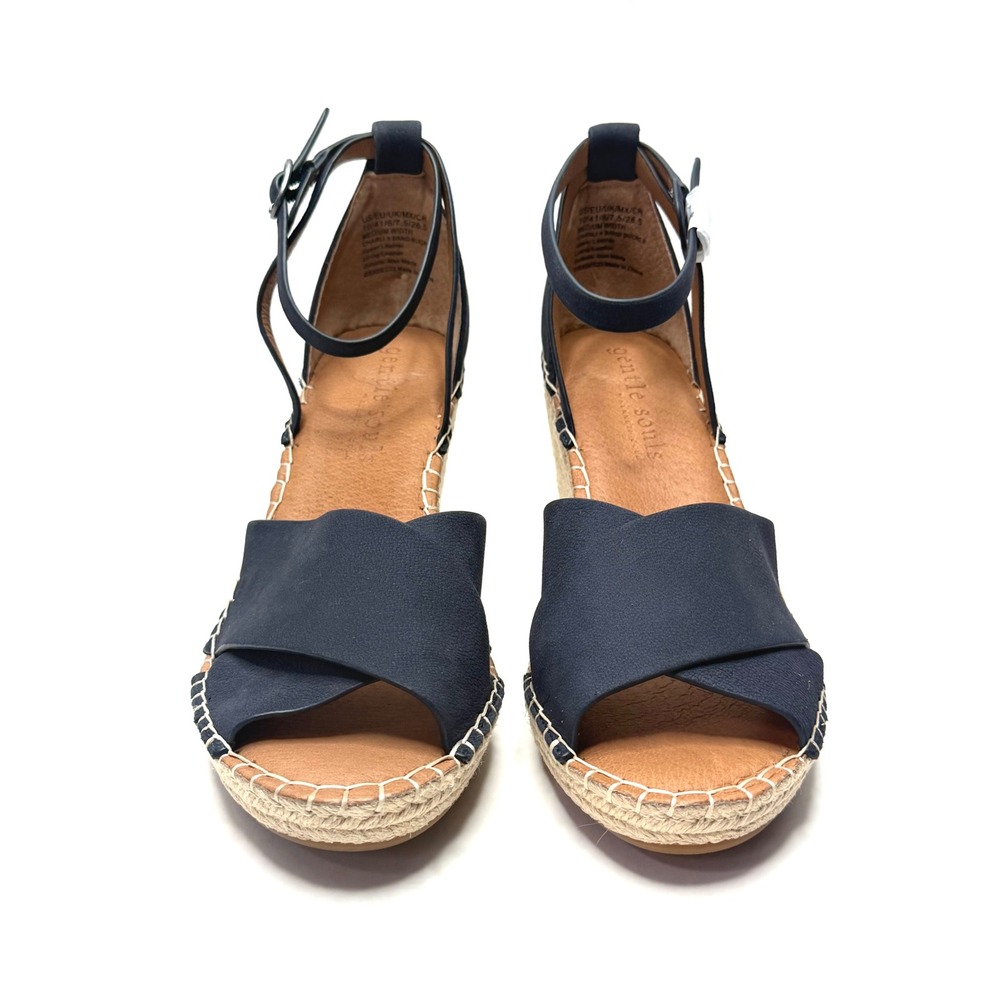 Gentle Souls Women's Charli X Band Buckle Sandals Navy Canvas Size 10M NWT/BOX